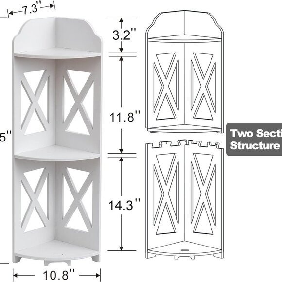 Corner Shelf Stand, Storage Organizer Great for Bathroom, Corner Shelf - Picture 2 of 5